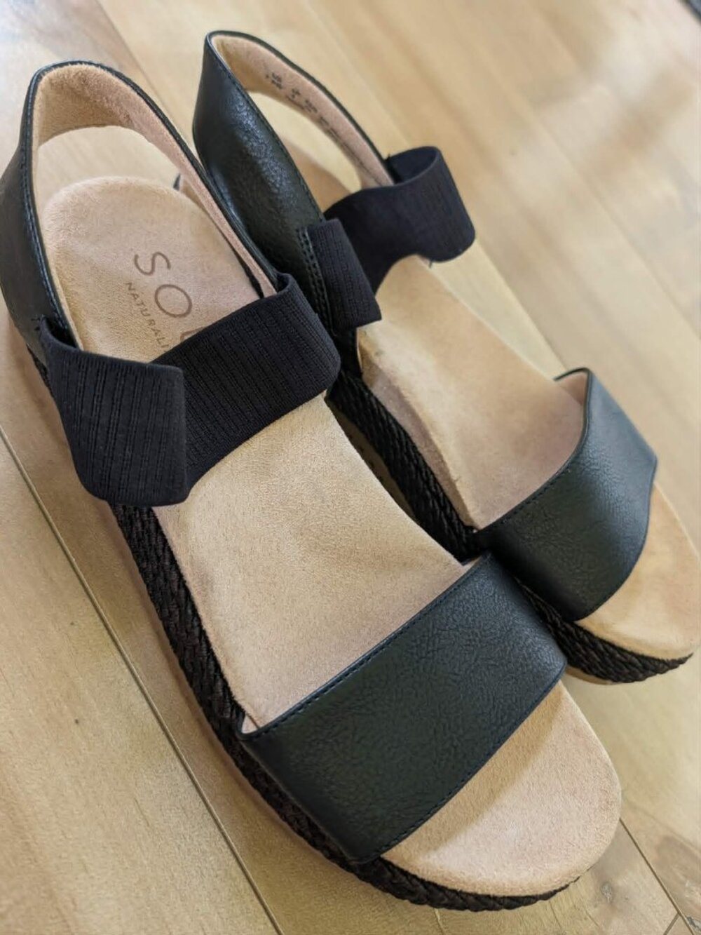 Soul Naturalizer Diana Sandals Black Comfort Slingback Wide 7.5W
